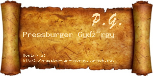 Pressburger György névjegykártya